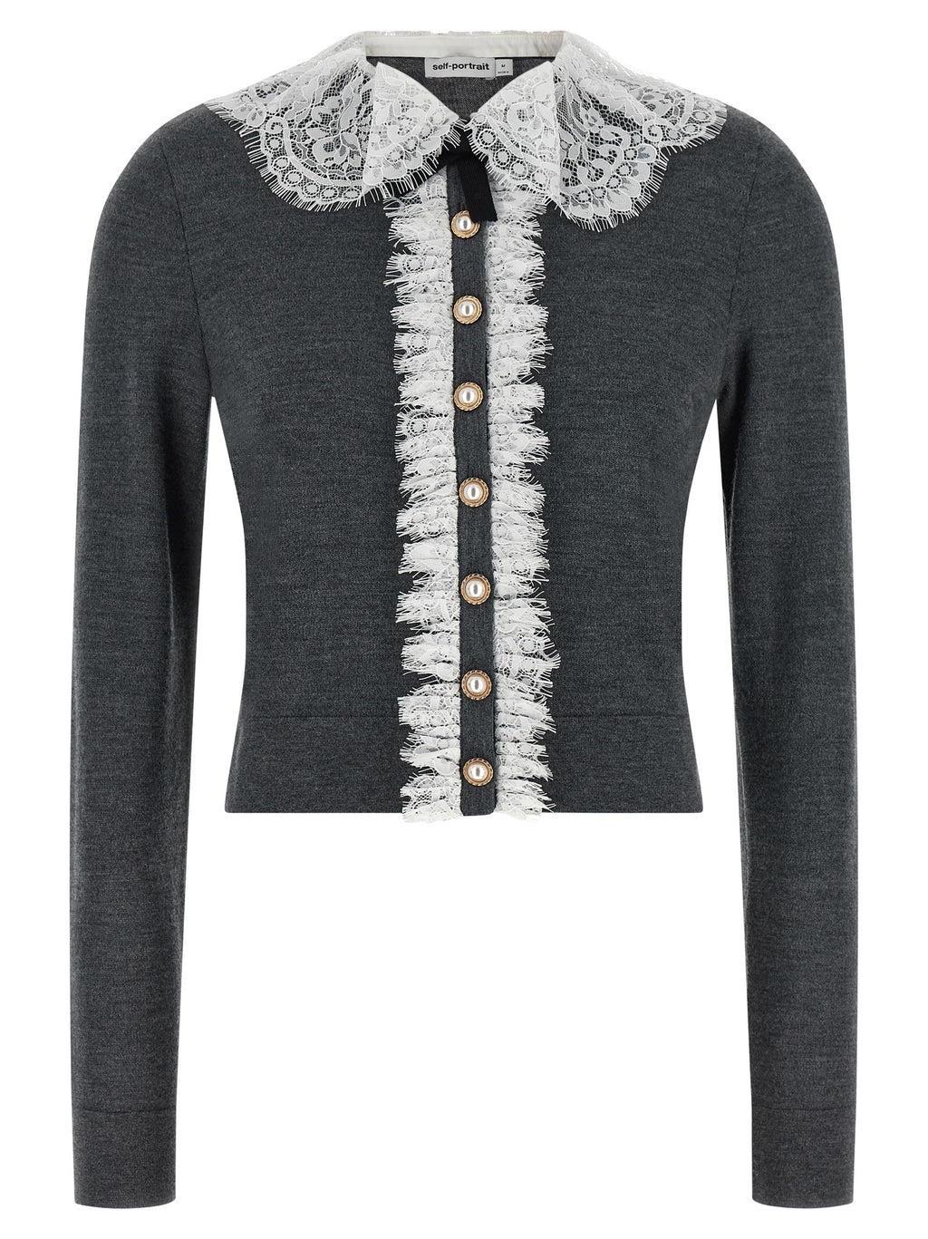 Self-Portrait Gray Wool Cardigan