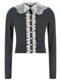 Self-Portrait Gray Wool Cardigan