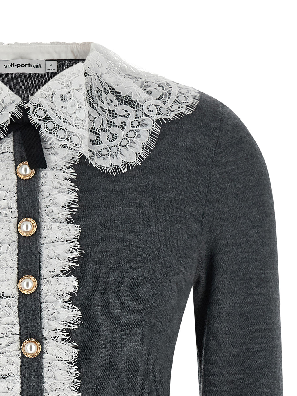Self-Portrait Gray Wool Cardigan