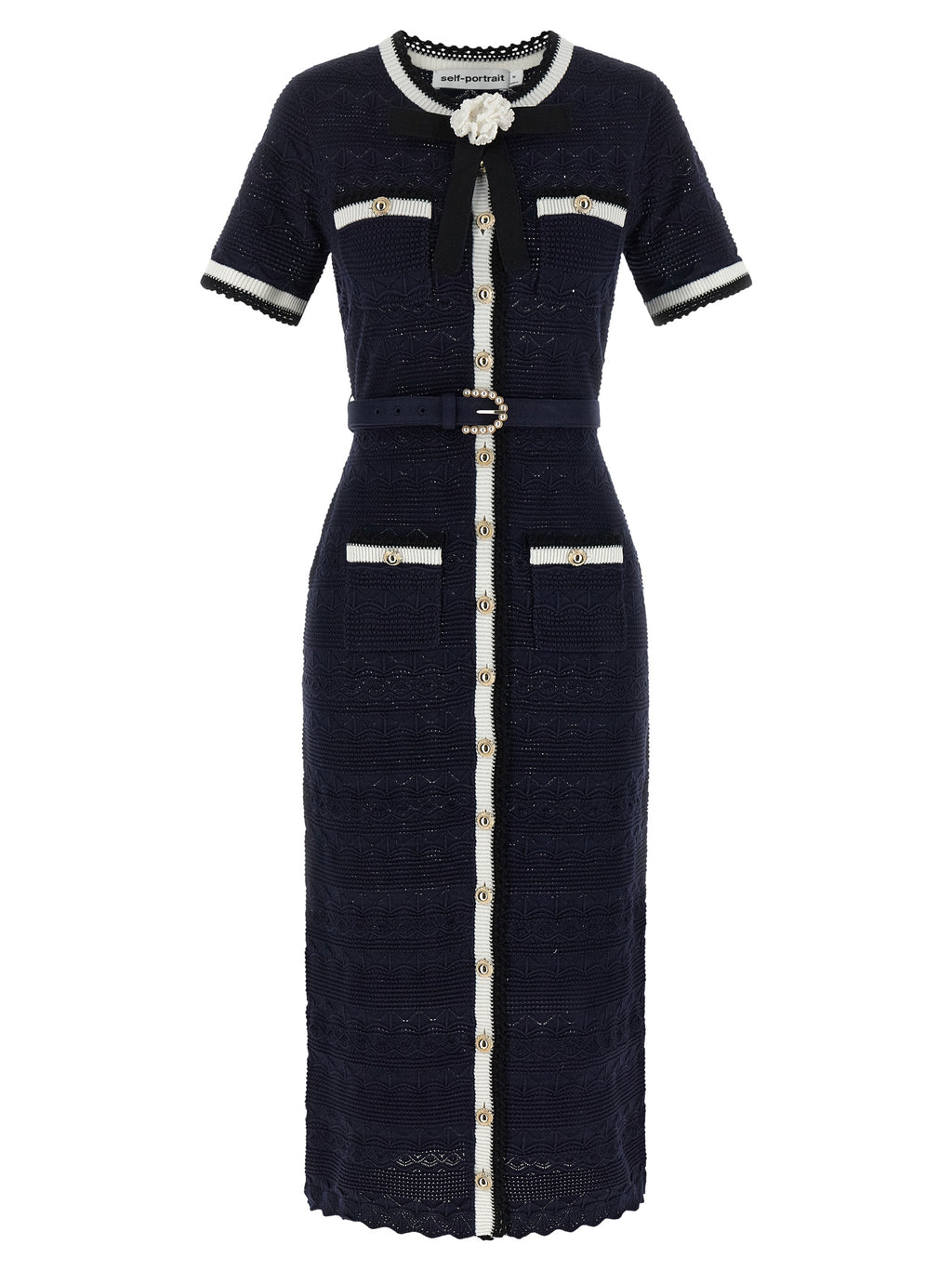 Self-Portrait Blue Cotton Midi Dress