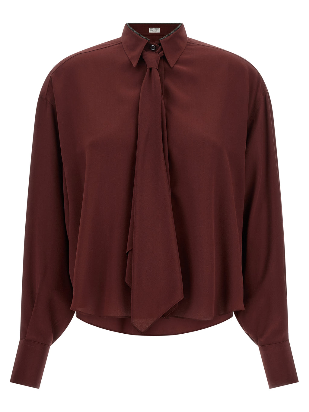 Brunello Cucinelli Bordeaux Silk Blouse