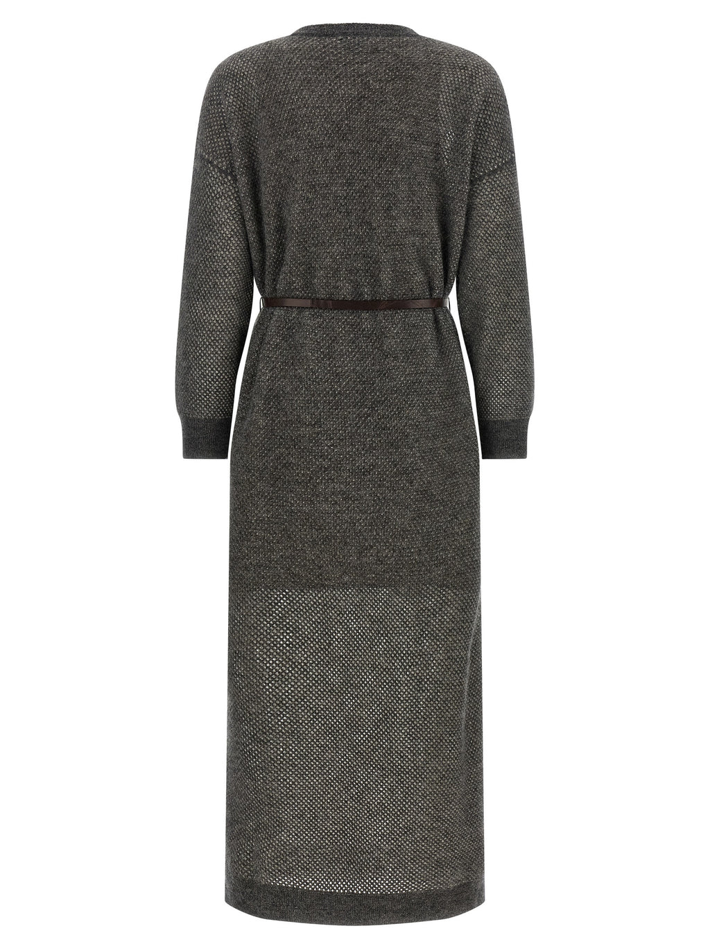 Brunello Cucinelli Gray Wool Midi Dress