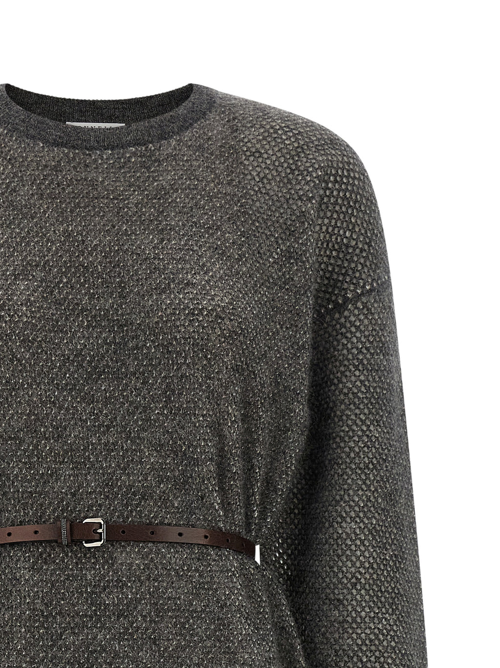 Brunello Cucinelli Gray Wool Midi Dress