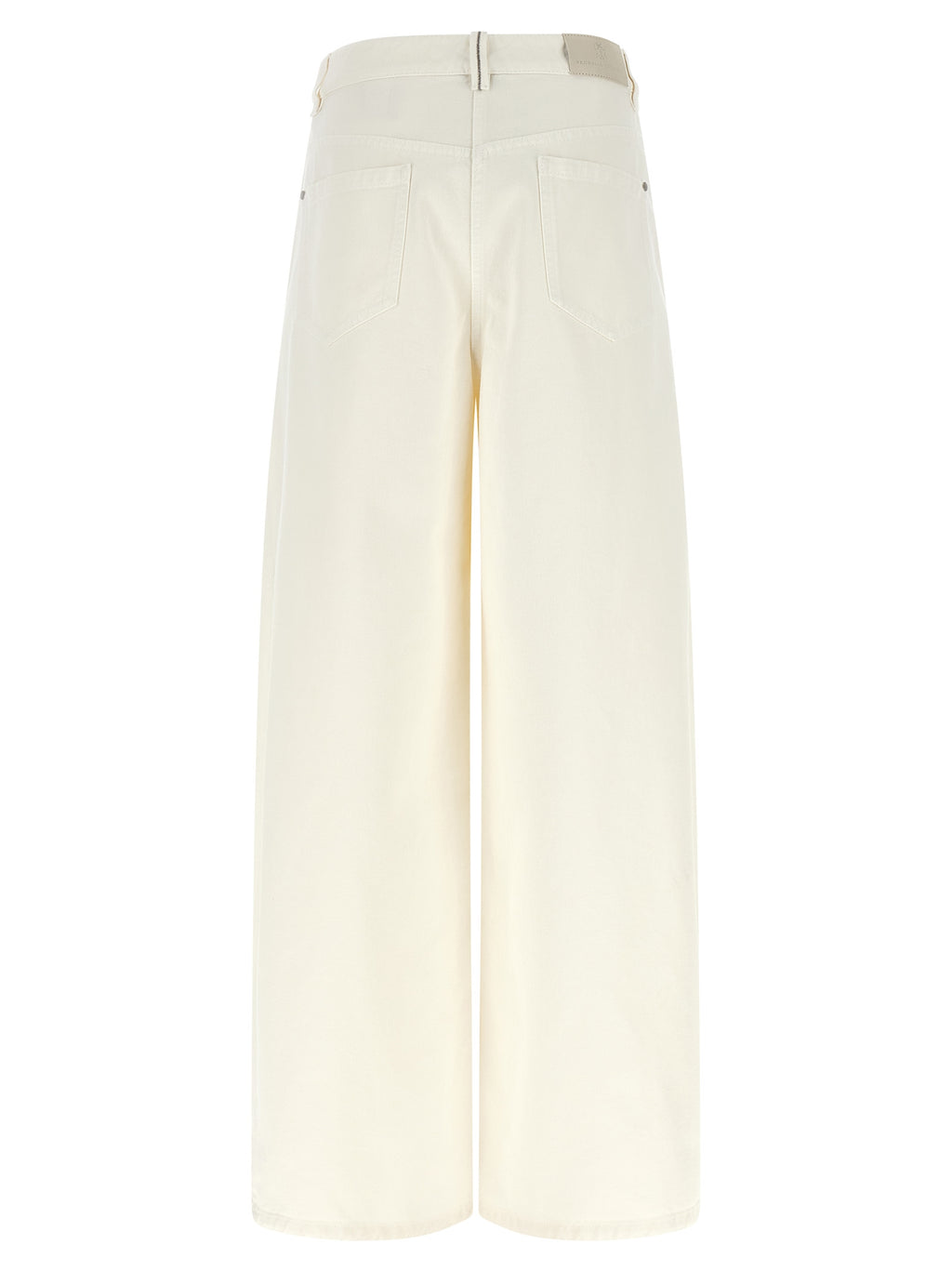 Brunello Cucinelli White Cotton Relaxed Fit Jeans