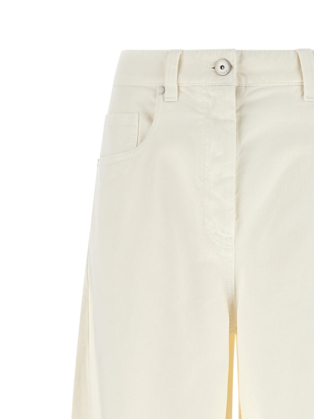 Brunello Cucinelli White Cotton Relaxed Fit Jeans