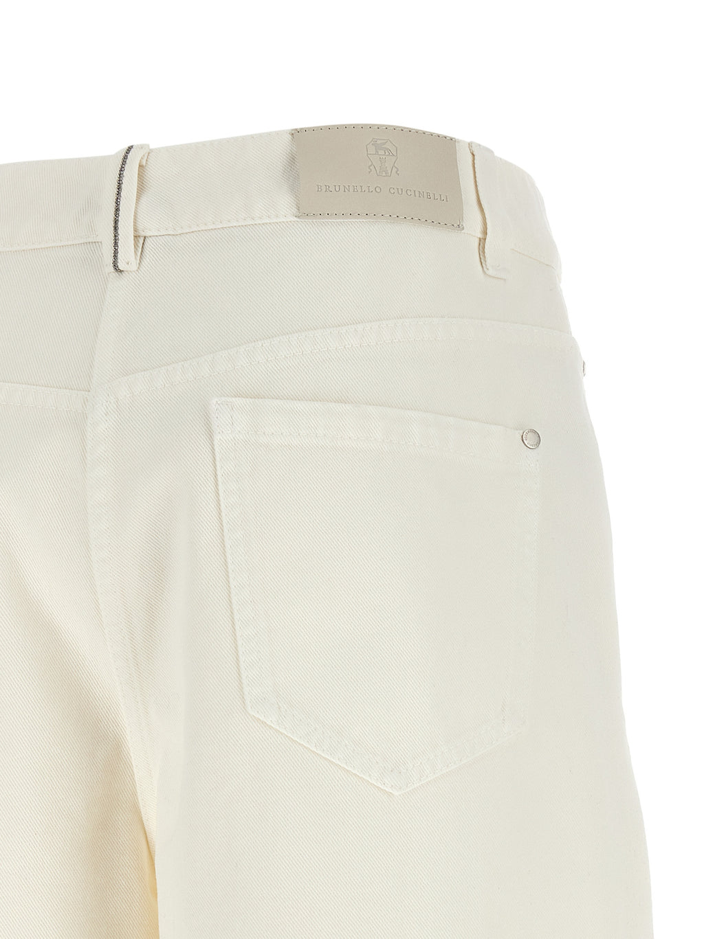 Brunello Cucinelli White Cotton Relaxed Fit Jeans