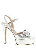 Valentino Garavani Silver Leather Stiletto Heel Sandals