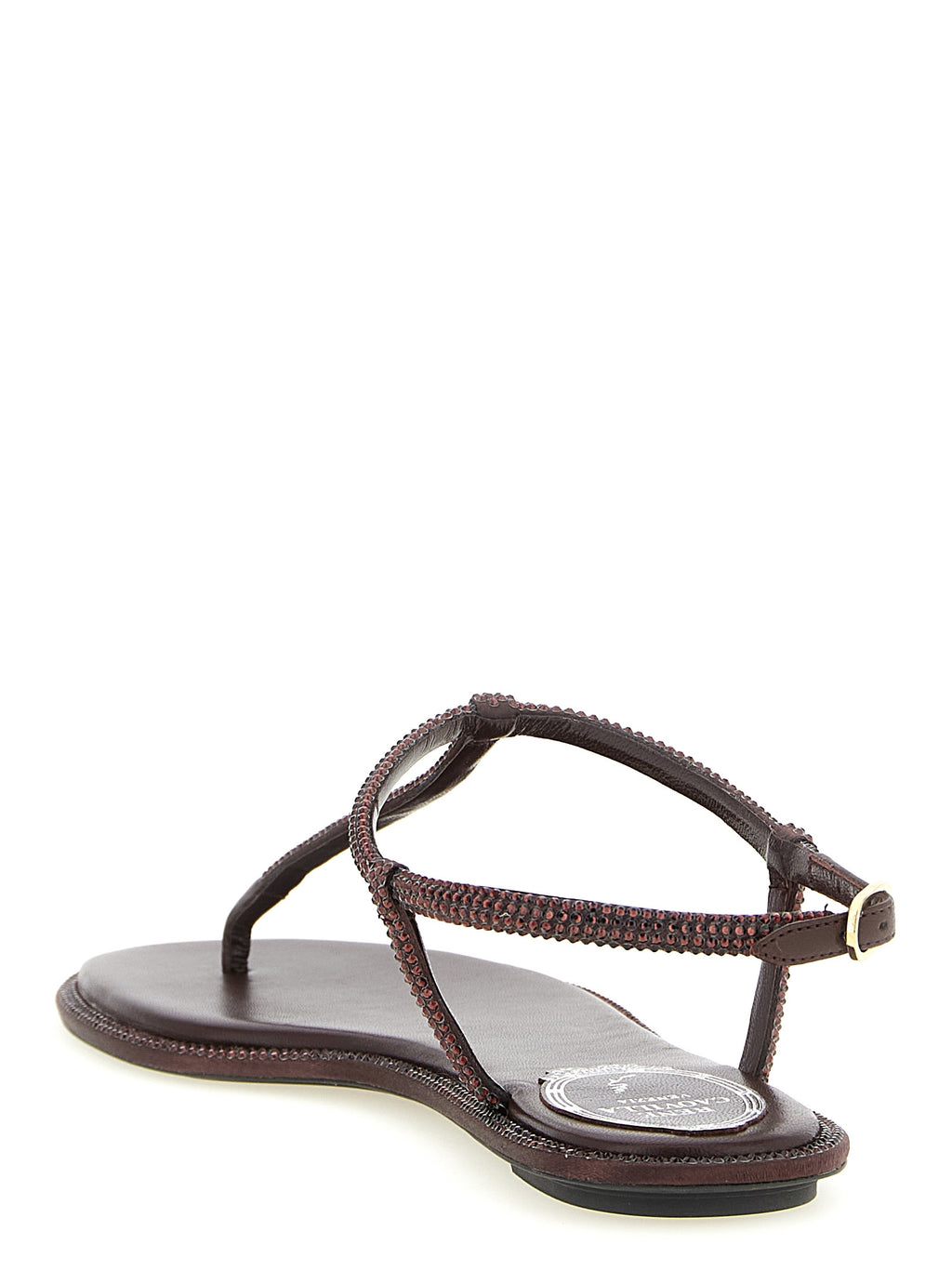 RENE CAOVILLA Brown Viscose Flat Sandals