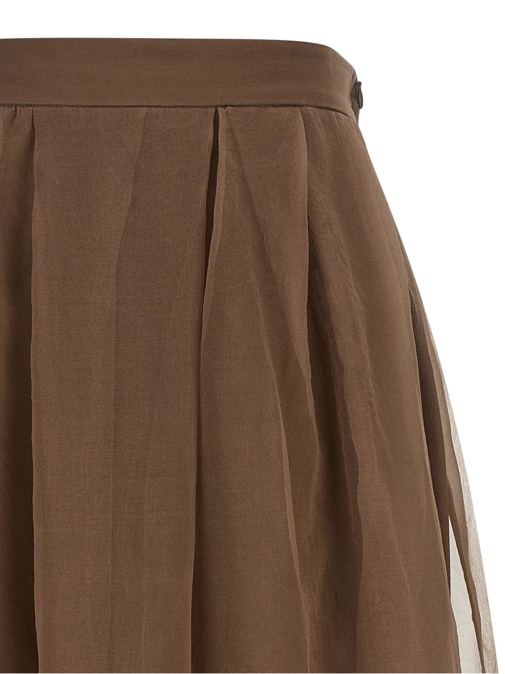 Brunello Cucinelli Brown Silk Midi Skirt