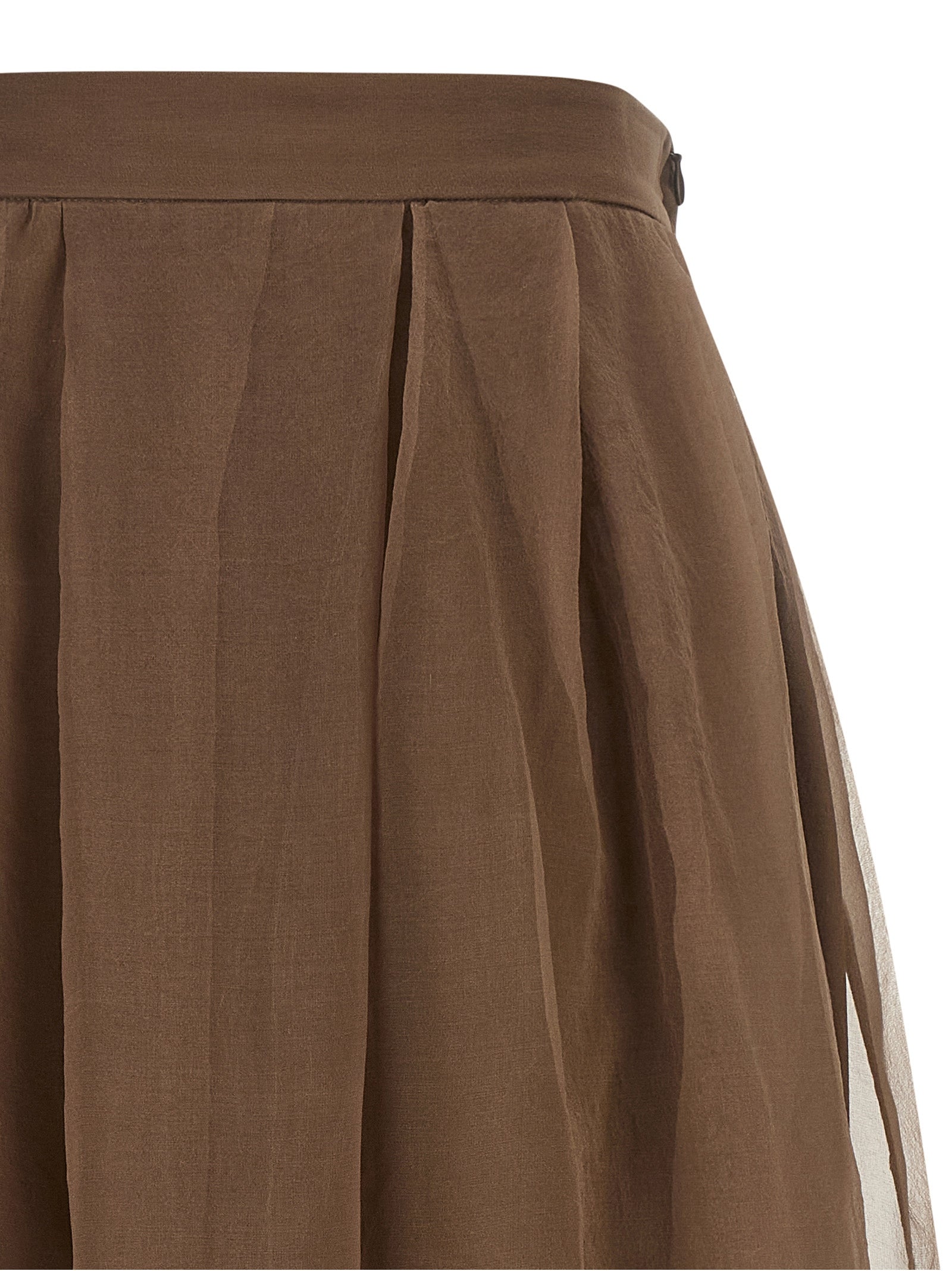 Brunello Cucinelli Brown Silk Midi Skirt
