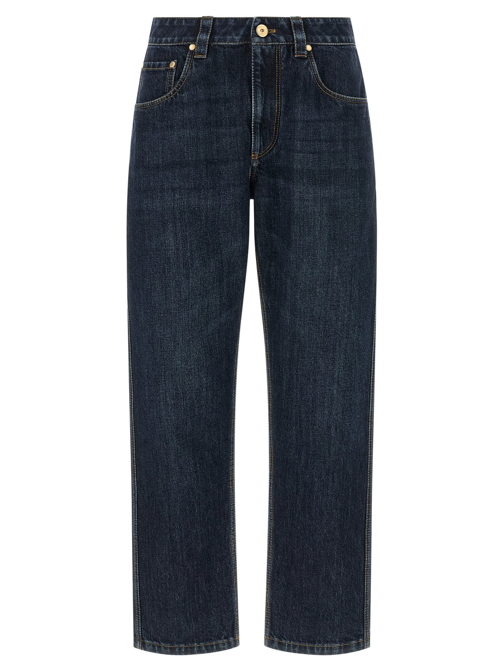Brunello Cucinelli Blue Cotton Straight-Leg Jeans