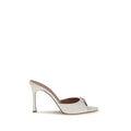 Amina Muaddi White Calf Leather Bos Taurus Stiletto Heel Sandals