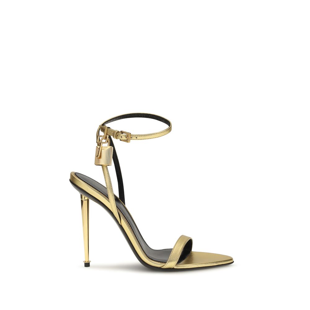 Tom Ford Gold Lamb Ovis Aries Stiletto Heel Sandals