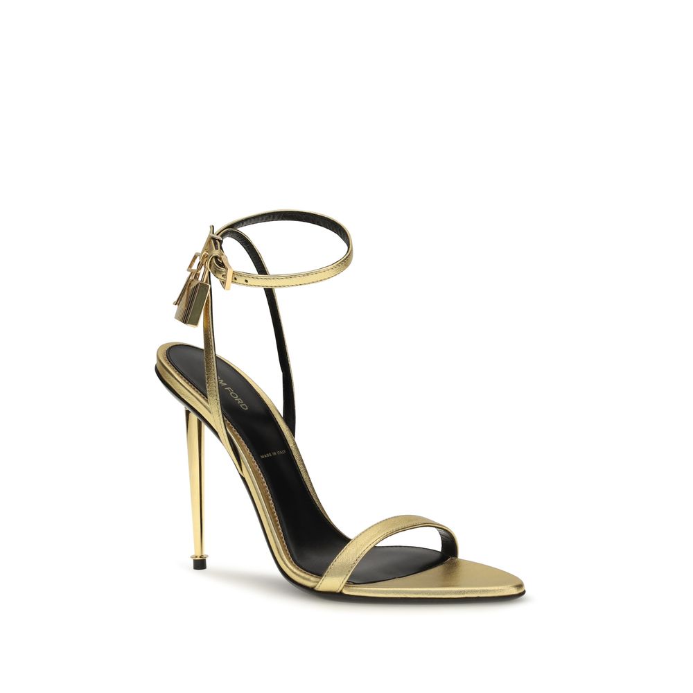 Tom Ford Gold Lamb Ovis Aries Stiletto Heel Sandals