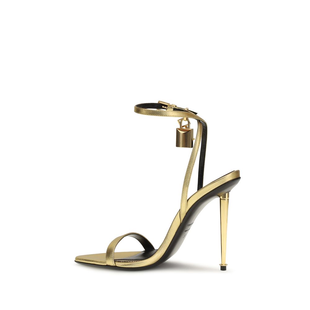 Tom Ford Gold Lamb Ovis Aries Stiletto Heel Sandals