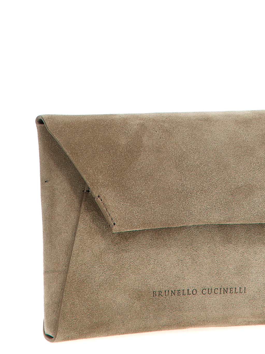 Brunello Cucinelli Gray Calfskin Clutch Bag