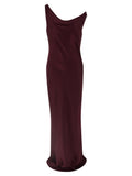 Norma Kamali Bordeaux Polyester Long Dress