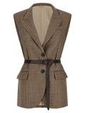 Brunello Cucinelli Beige Virgin Wool Sleeveless Jacket