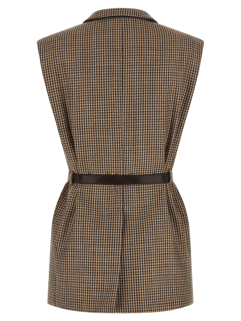 Brunello Cucinelli Beige Virgin Wool Sleeveless Jacket