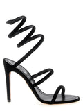 RENE CAOVILLA Black Textile Stiletto Heel Sandals