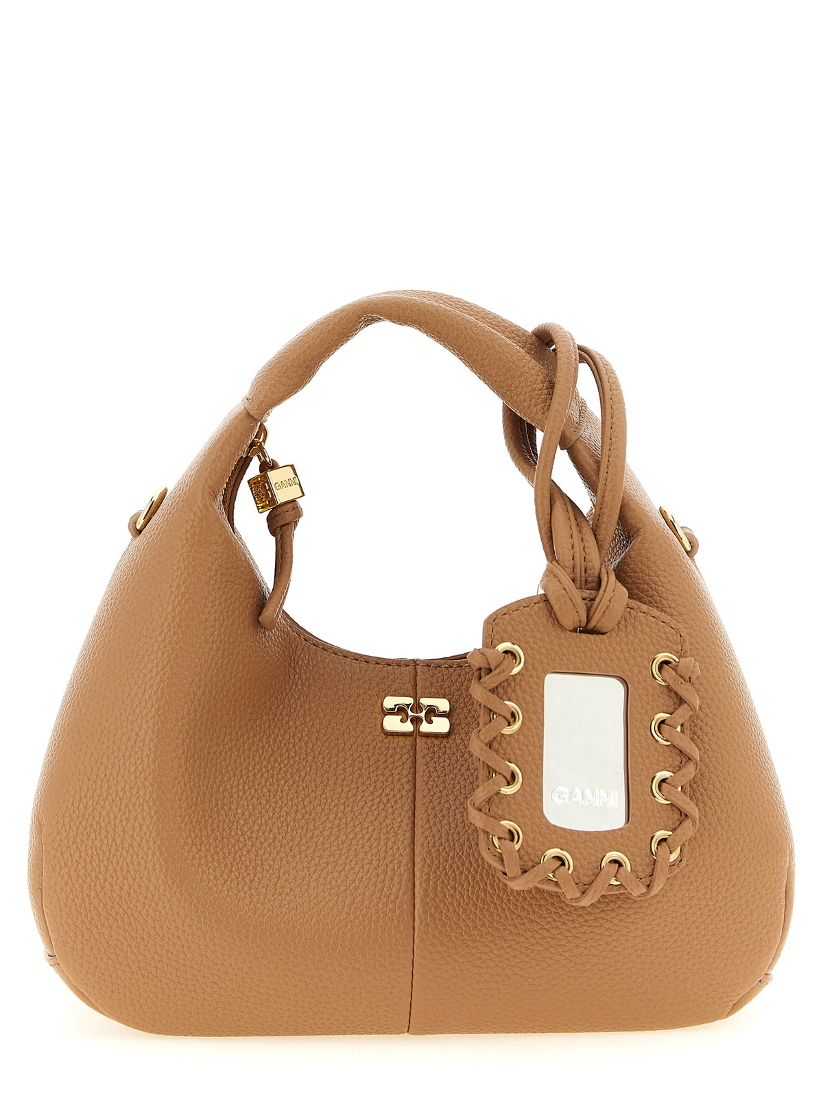 Ganni Beige Mini Hobo Handbag