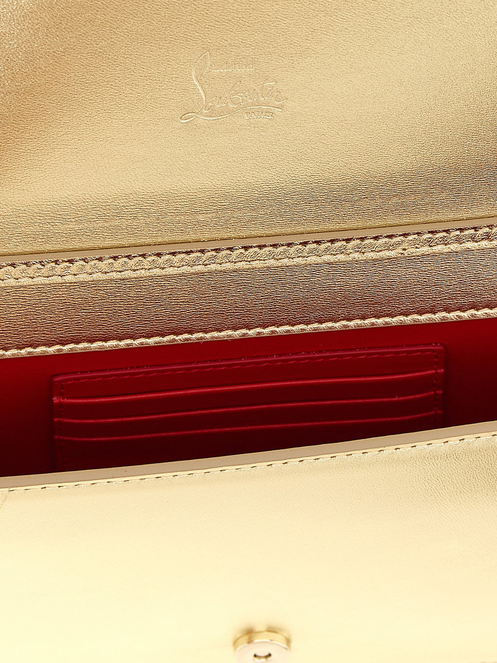 Christian Louboutin Gold Lambskin Clutch Bag