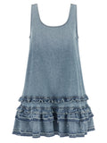 Ganni Blue Organic Cotton Short Dress