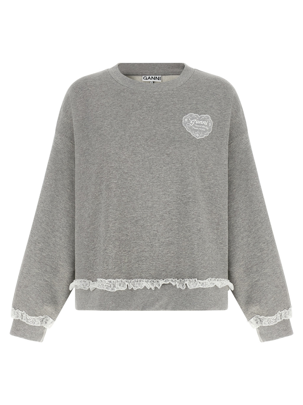 Ganni Gray Organic Cotton Sweatshirt