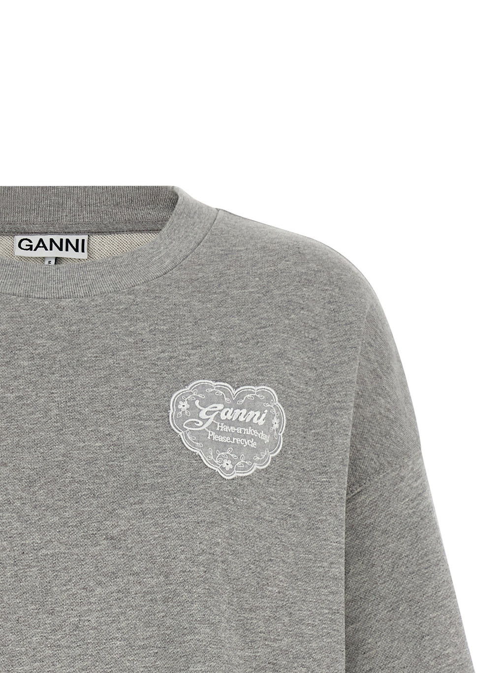 Ganni Gray Organic Cotton Sweatshirt
