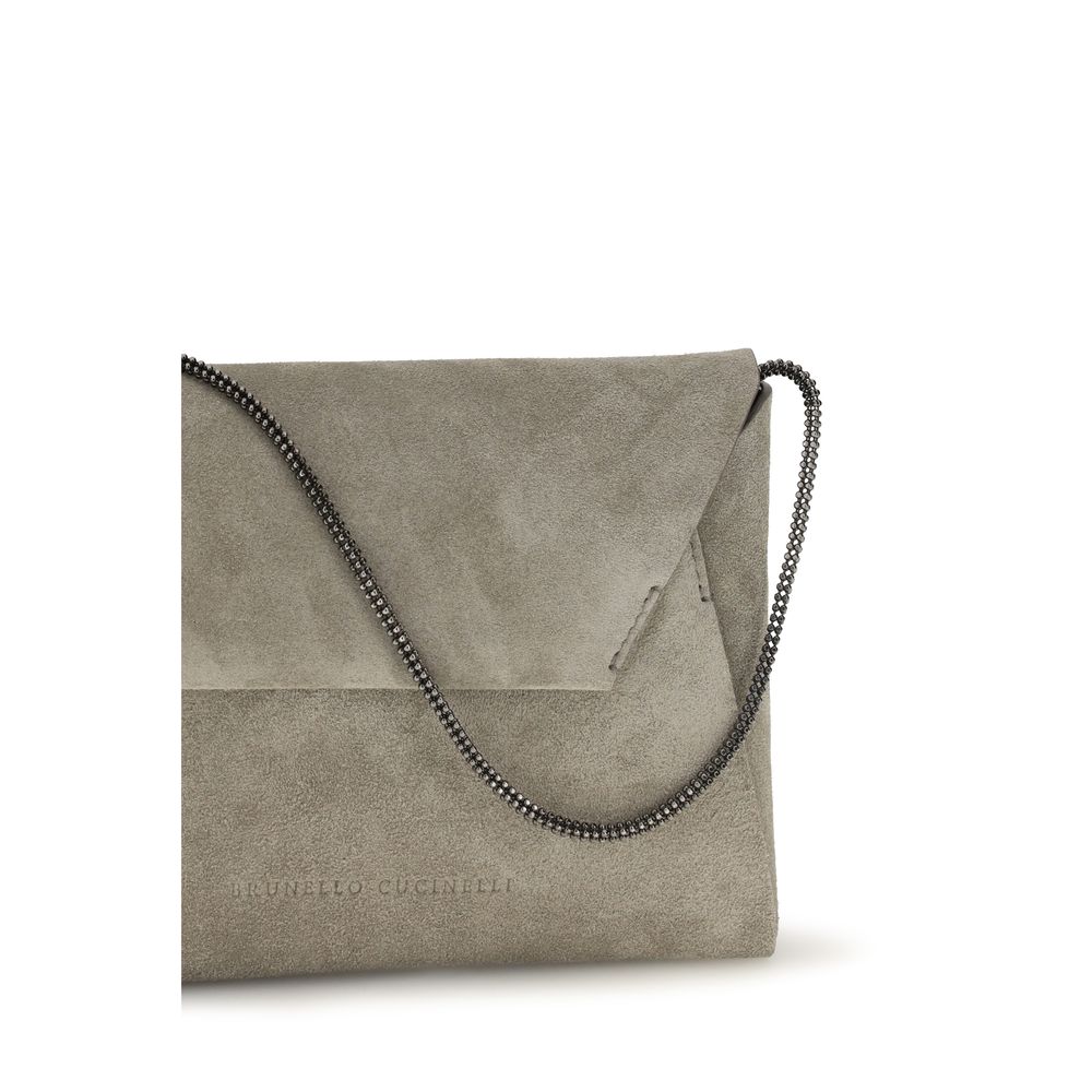 Brunello Cucinelli Gray Calf Leather Bos Taurus Clutch Bag