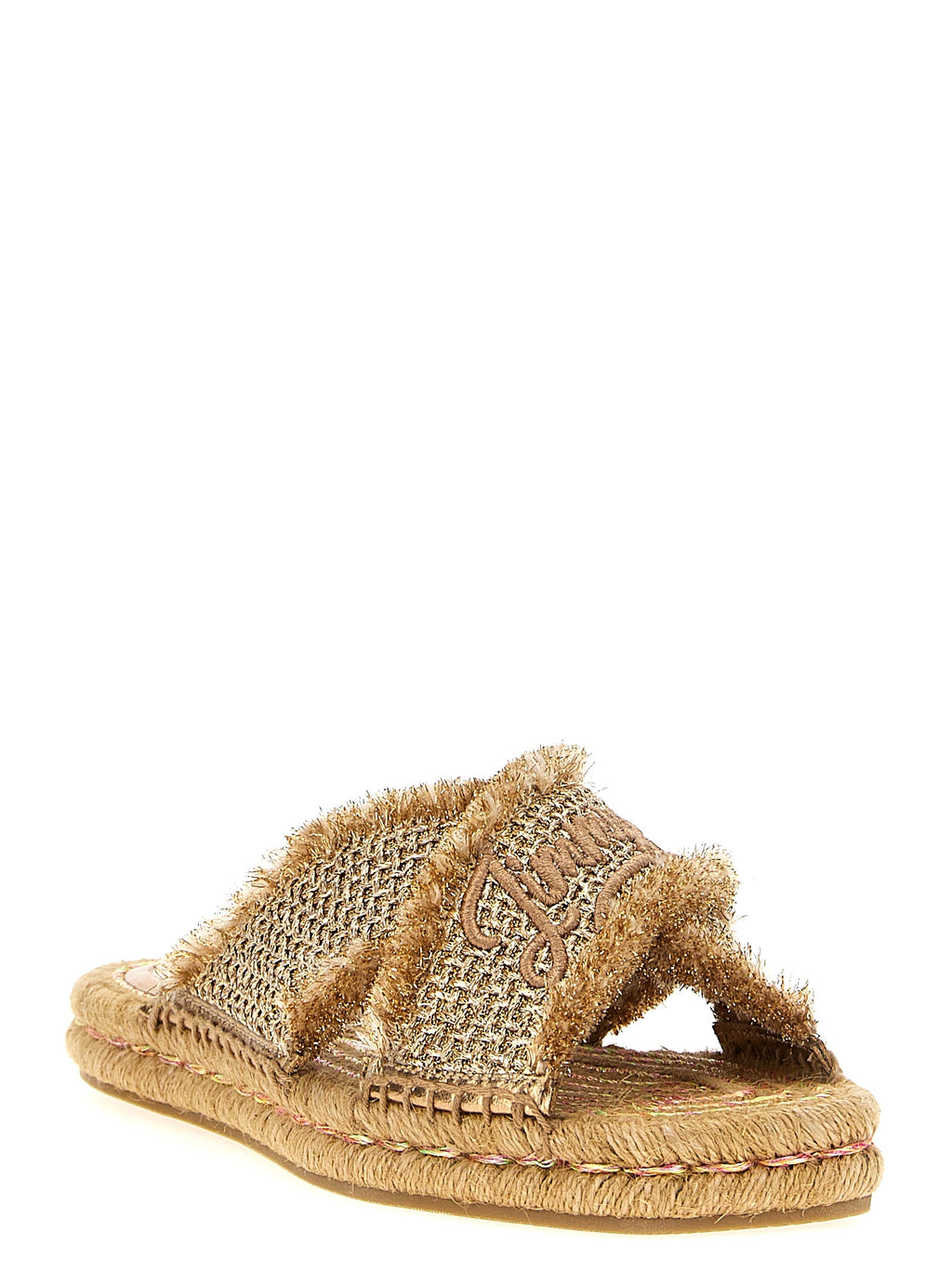 Jimmy Choo Gold Textile Slides