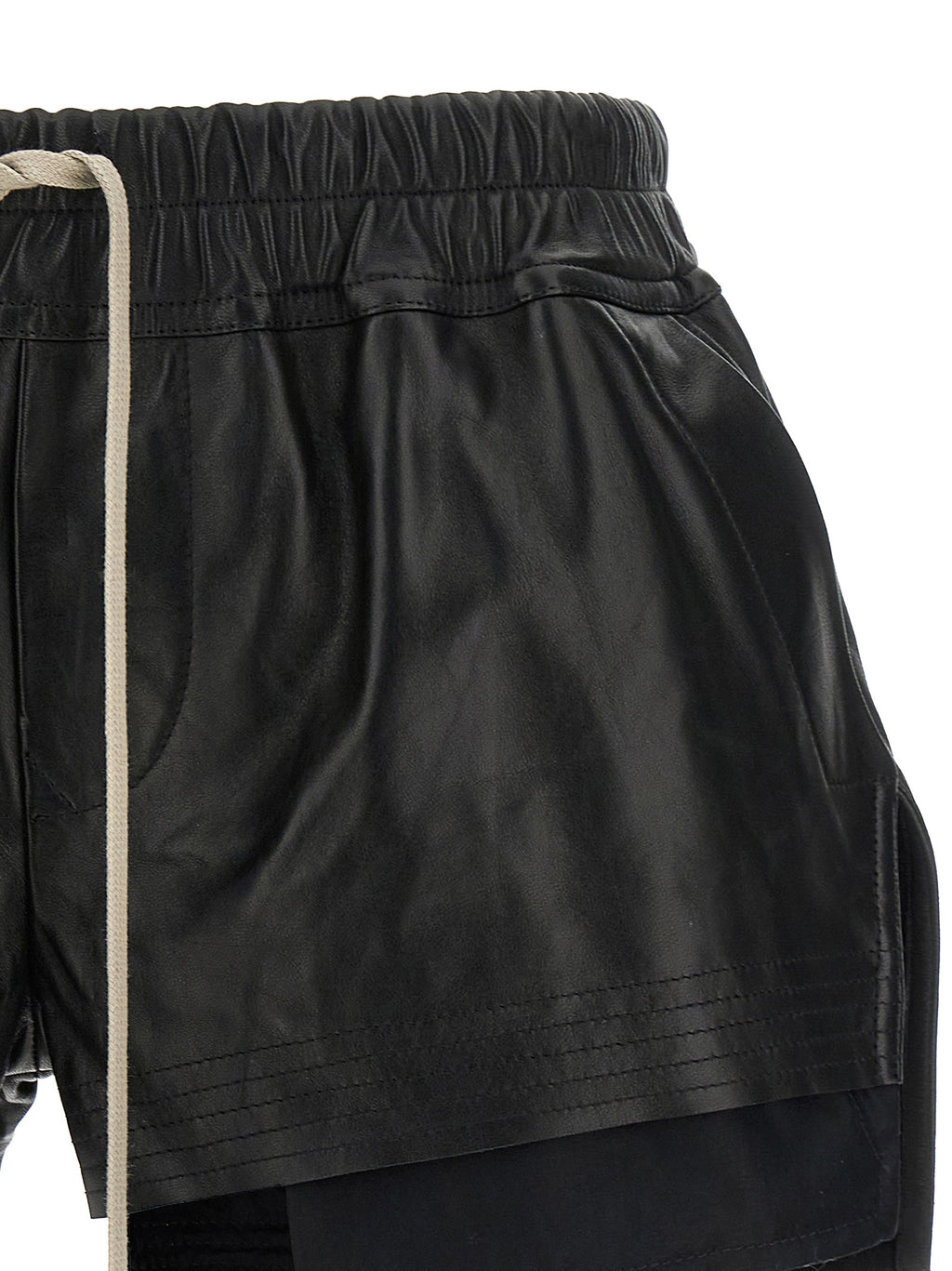 Rick Owens Black Lamb Leather Bermuda Shorts