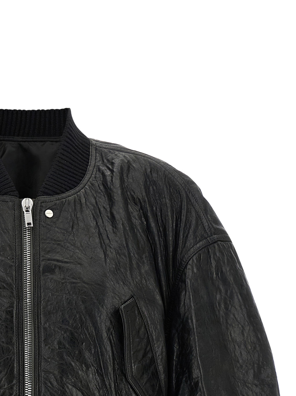 Rick Owens Black Lamb Leather Leather Jacket