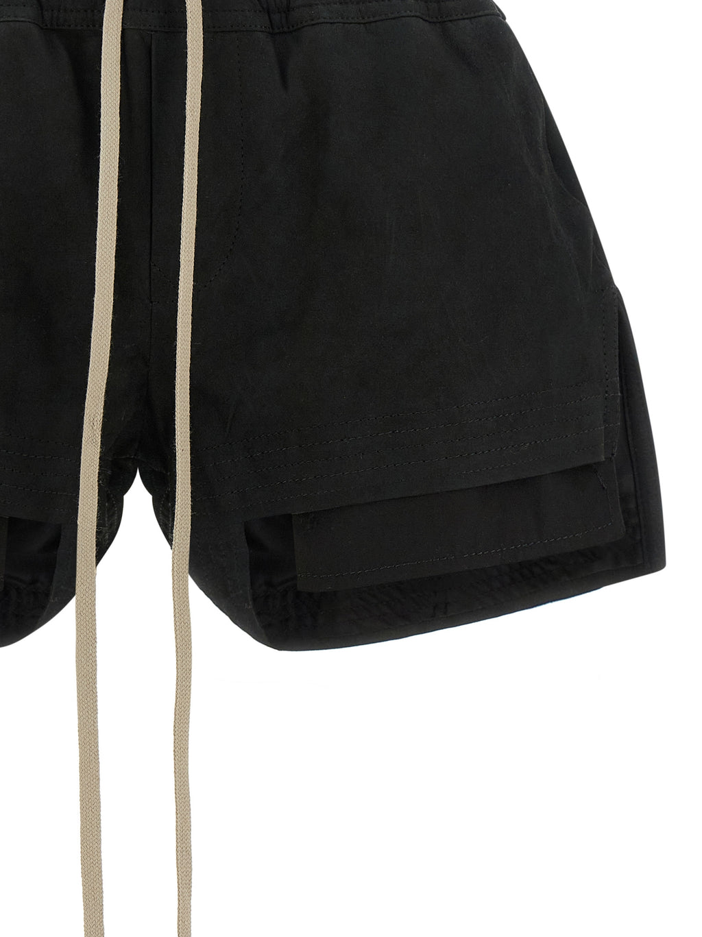 Rick Owens Black Lamb Leather Bermuda Shorts