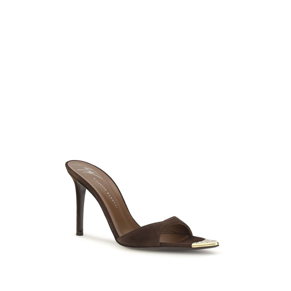 Giuseppe Zanotti Brown Calf Leather Bos Taurus Stiletto Heel Sandals
