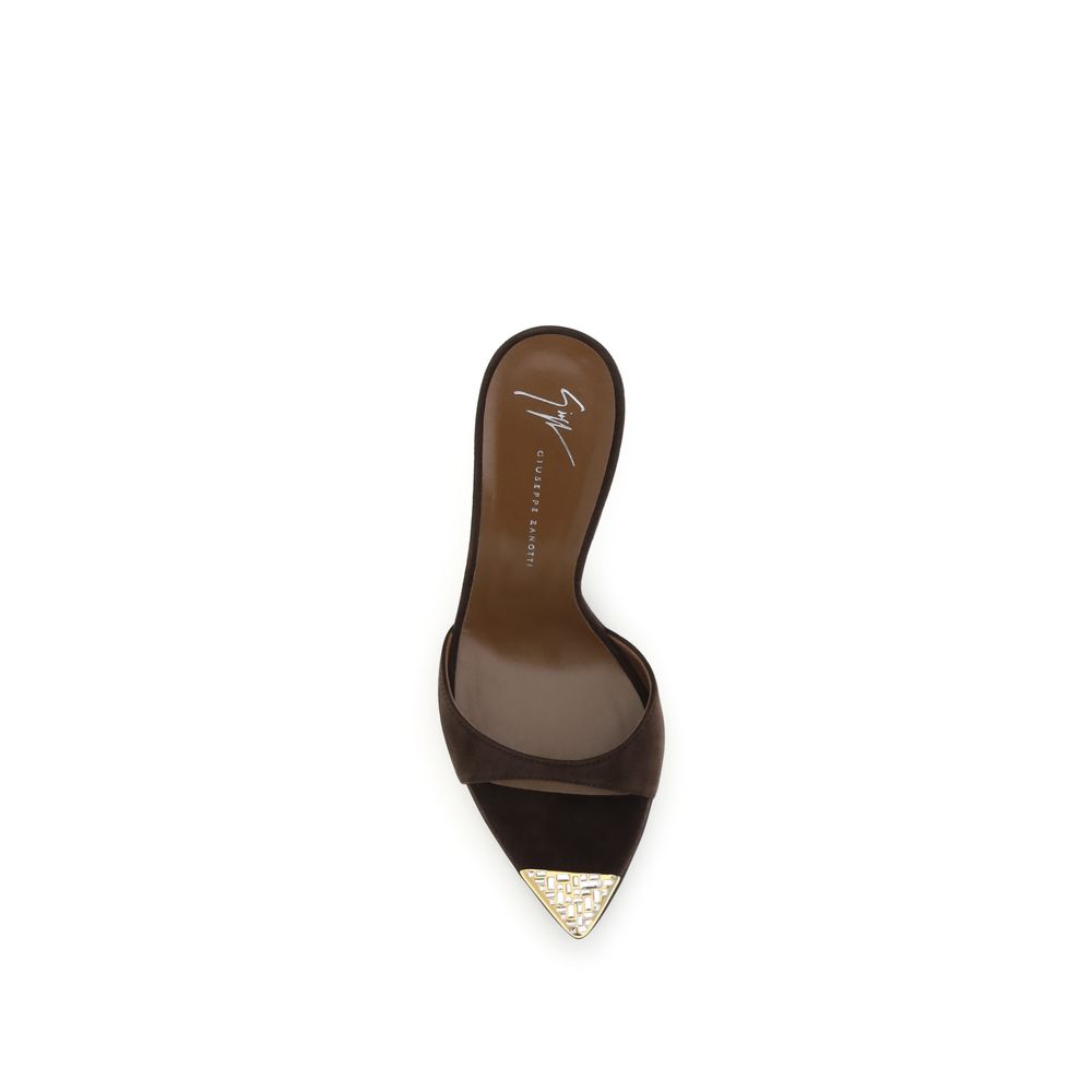 Giuseppe Zanotti Brown Calf Leather Bos Taurus Stiletto Heel Sandals