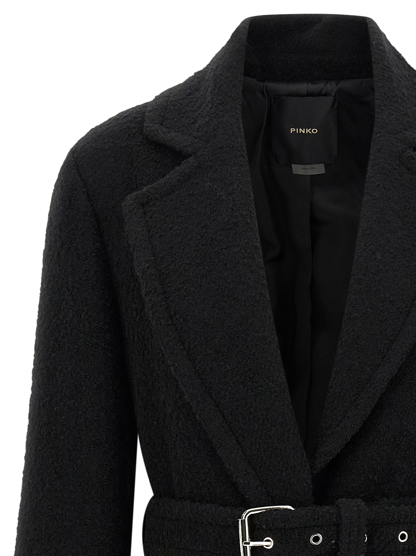 PINKO Black Polyester Coat