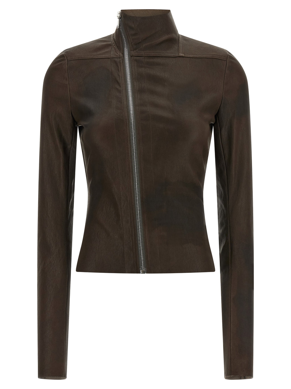 Rick Owens Brown Lamb Leather Leather Jacket