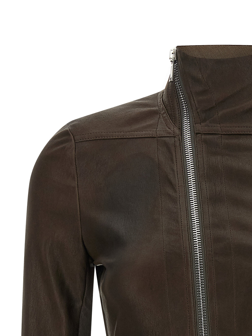 Rick Owens Brown Lamb Leather Leather Jacket