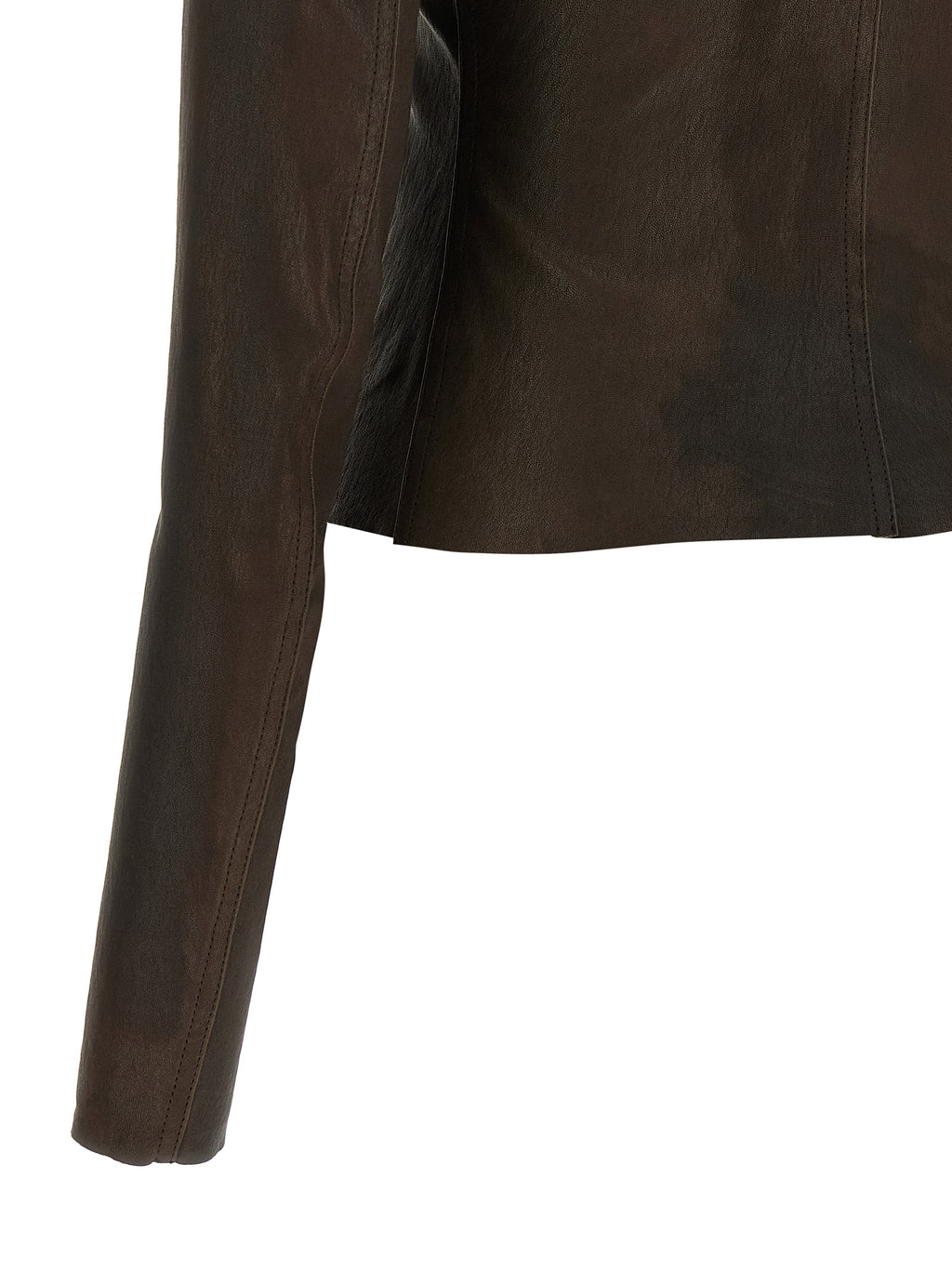 Rick Owens Brown Lamb Leather Leather Jacket