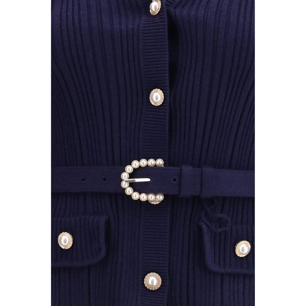 Self-Portrait Blue Polyamide Cardigan