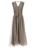 Brunello Cucinelli Beige Silk Long Dress
