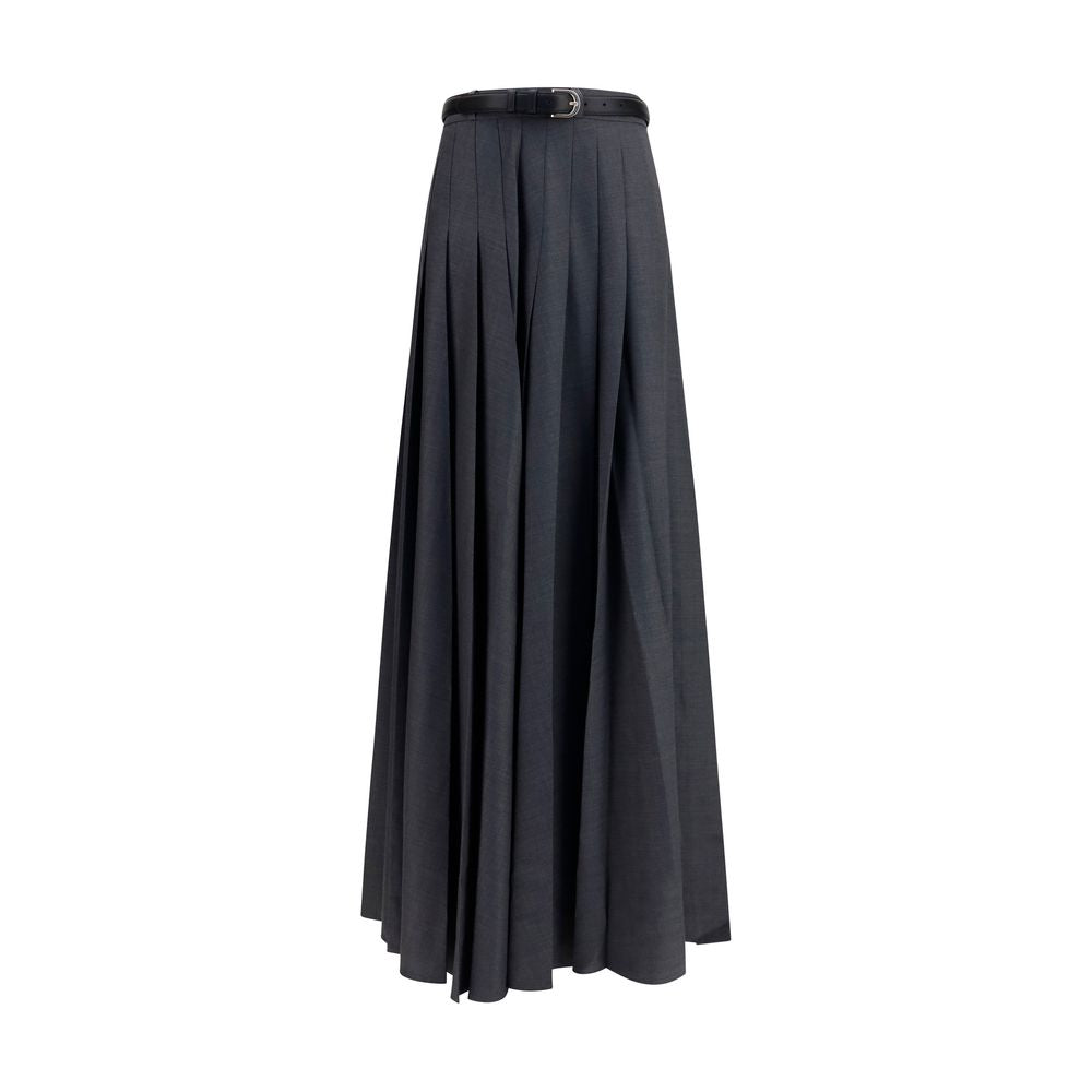 Self-Portrait Gray Polyester Long Skirt