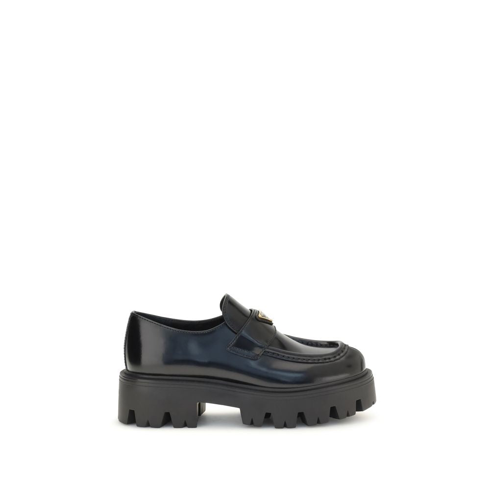 Prada Triangle Logo Slip-On Loafers