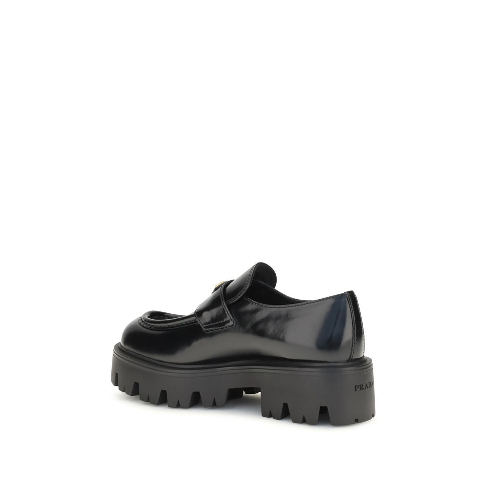 Prada Triangle Logo Slip-On Loafers