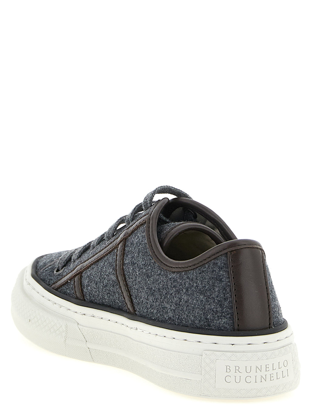 Brunello Cucinelli Gray Virgin Wool Low Top Sneakers