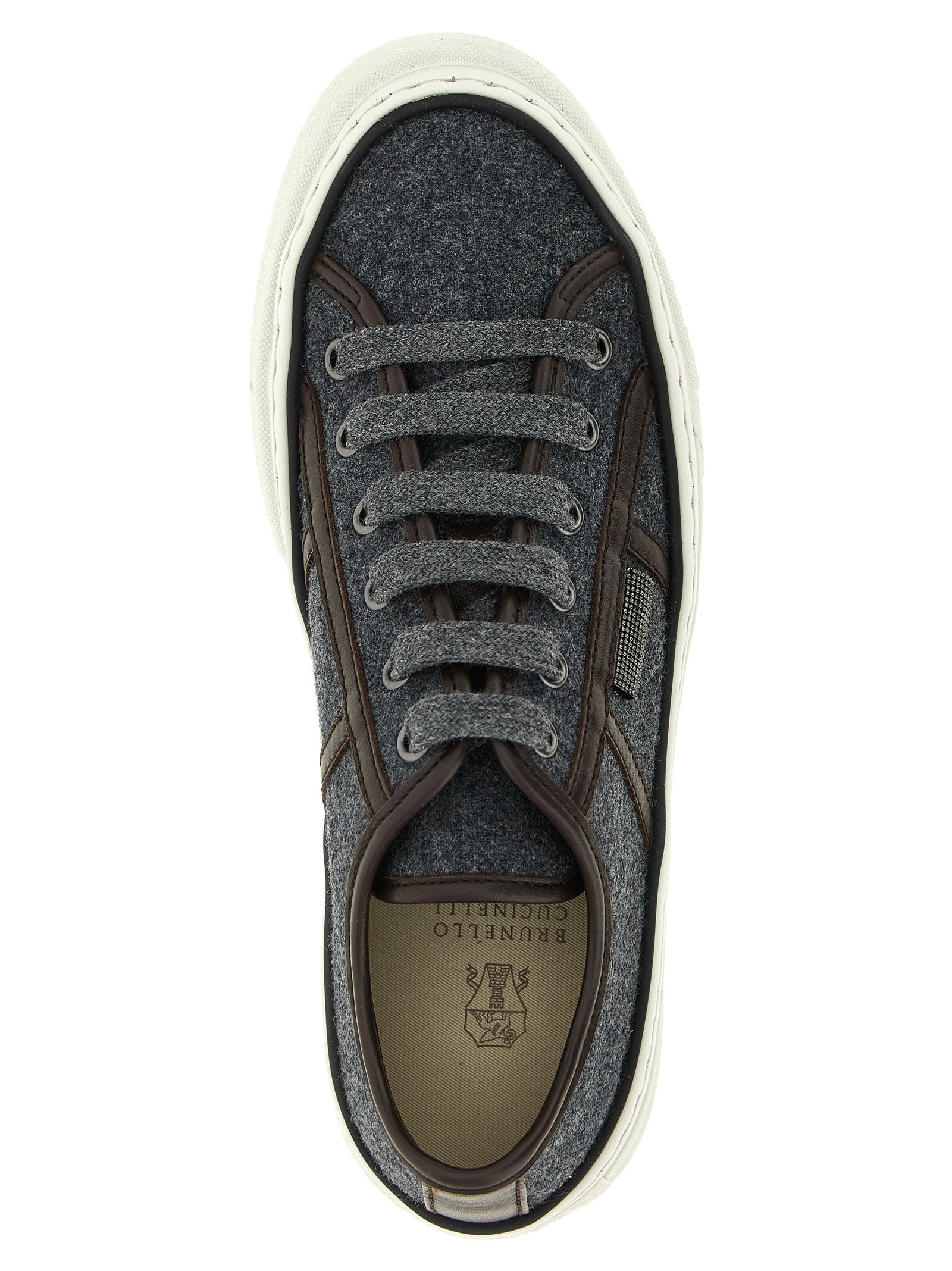 Brunello Cucinelli Gray Virgin Wool Low Top Sneakers