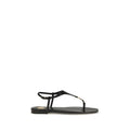 Saint Laurent Black Calf Leather Bos Taurus Flat Sandals