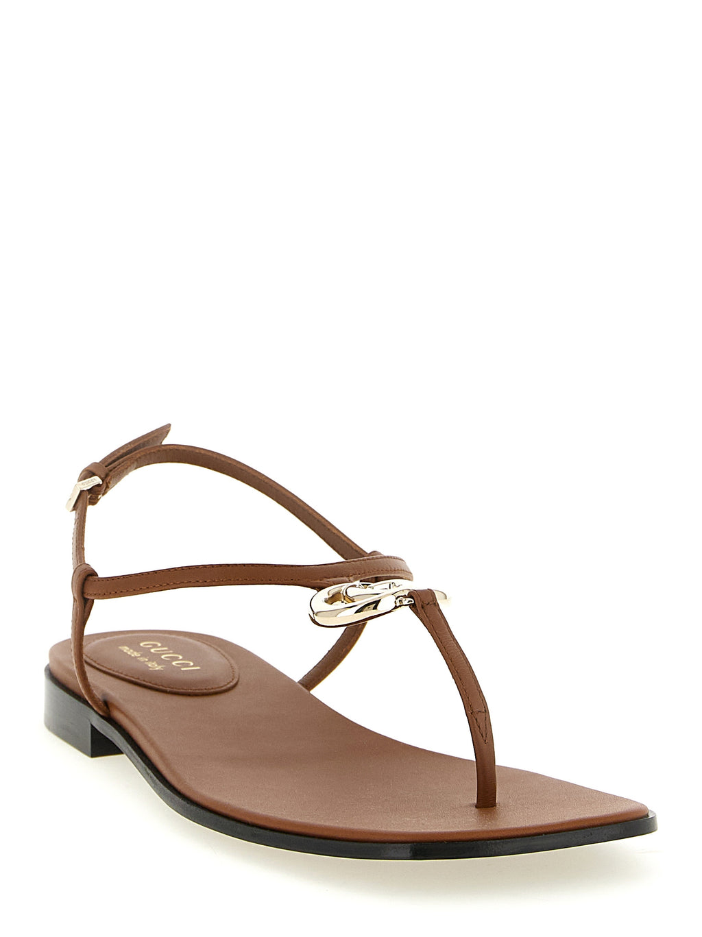 Gucci Brown Calfskin Flat Sandals