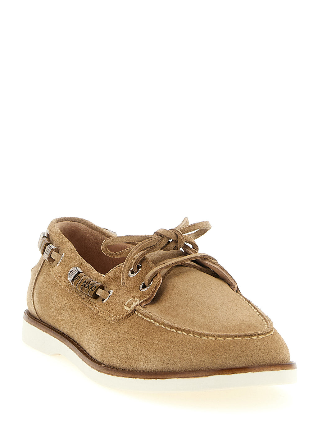 PINKO Beige Calfskin Moccassin